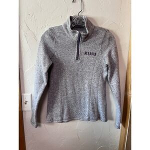 KUIU Womens Base Camp Fleece 1/4 Zip Sweater Light Gray XS High Loft